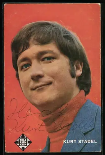 AK Musiker Kurt Stadel im roten Rollkragenpullover, Autograph