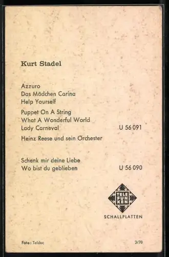 AK Musiker Kurt Stadel im roten Rollkragenpullover, Autograph