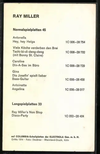 AK Musiker Ray Miller im Seitenblick portraitiert, Autograph