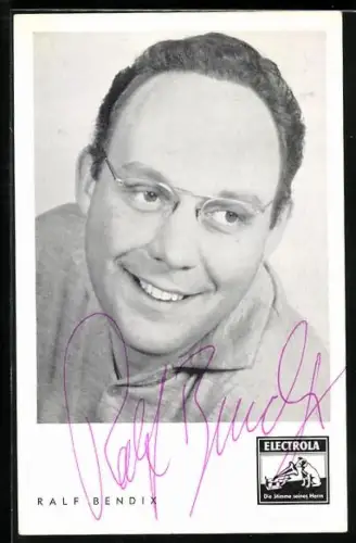 AK Musiker Ralf Bendix mit Brille zur Seite schauend, Autograph