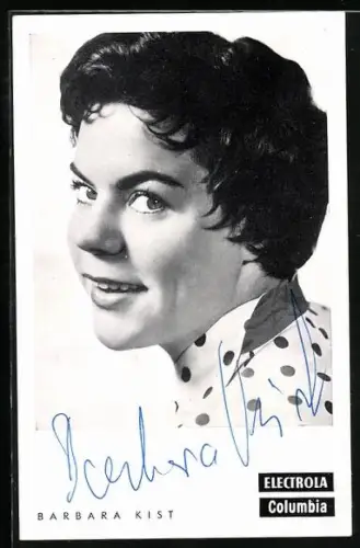 AK Musikerin Barbara Kist seitlich in die Kamera schauend, Autograph