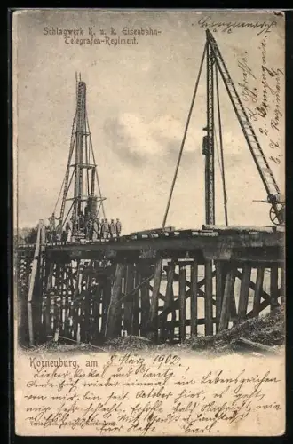 AK Korneuburg, Schlagwerk K. u. k. Eisenbahn- und Telegrafen-Regiment, Militärbahn