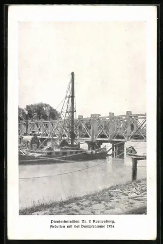 AK Korneuburg, Pionierbataillon Nr. 2, Arbeiten mit der Dampframme 1924, Militärbahn
