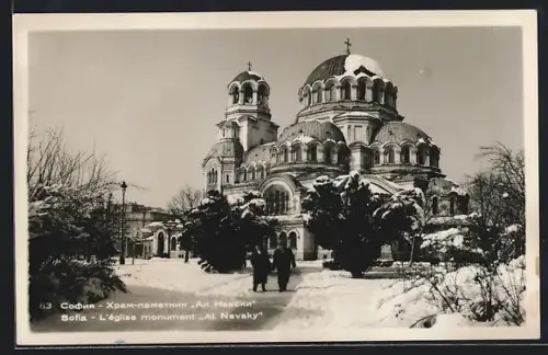 AK Sofia, L`eglise monument Al. Nevsky, L`hiver