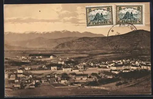 AK Ludzhene Chepinsko, Gesamtansicht mit Gebirge aus der Vogelschau