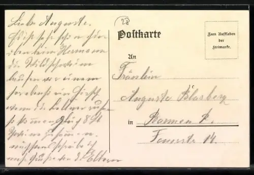 Lithographie Gruss aus dem Teutoburger Wald, Als die Römer frech geworden....Die Cherusker....