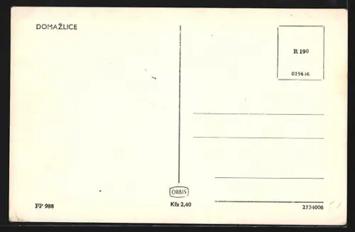 AK Domazlice, Totalansicht von einem Acker aus, Türme