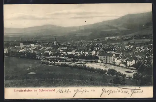 AK Schüttenhofen im Böhmerwald, Gesamtansicht aus der Vogelschau