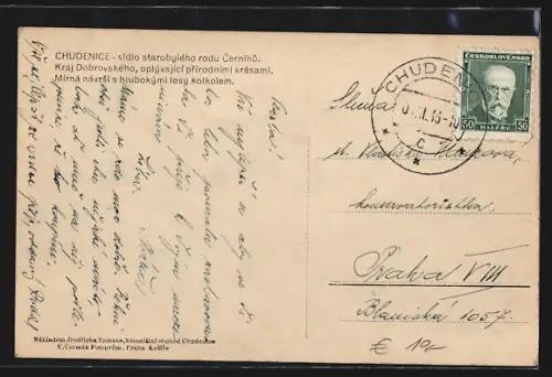 AK Chudenice, Celkovy pohled, Gesamtansicht des Ortes