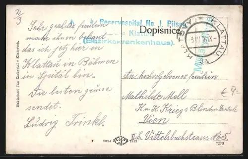 AK Klatovy, Ortsansicht von einer Anlage aus