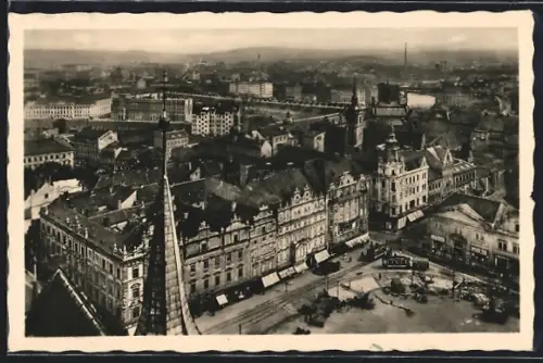 AK Pilsen, Teilansicht mit Strassenbahn