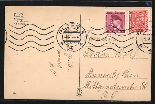 AK Plzen, Blick zum Museum