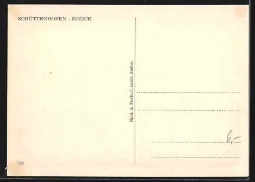 AK Schüttenhofen, Totalansicht aus der Vogelschau