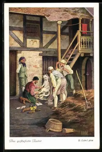 Künstler-AK Otto Kubel: Szene aus Der gestiefelte Kater, Schuhmacher nimmt Mass