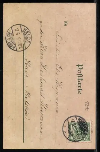 Lithographie Aschenbrödel sitzt mit ihren Vögeln zusammen