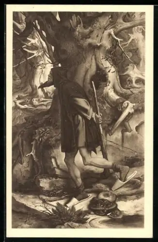 Künstler-AK Moritz von Schwind: Rübezahl unterwegs im Wald