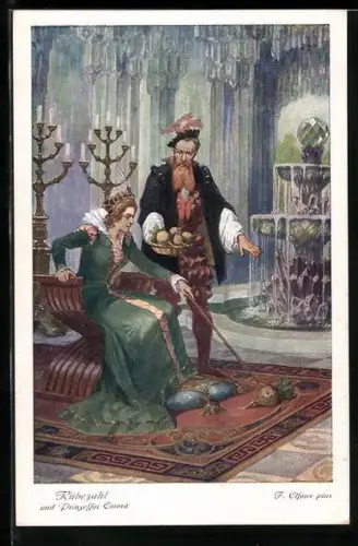 Künstler-AK F. Elssner: Rübezahl und Prinzessin Emma, Märchen