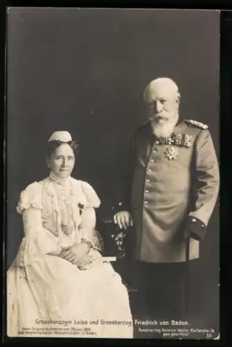 AK Grossherzogin Luise und Grossherzog Friedrich von Baden, Bruststern