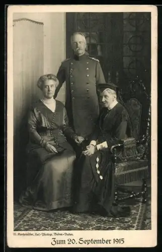 AK Grossherzog Friedrich II. von Baden in Uniform mit Familie