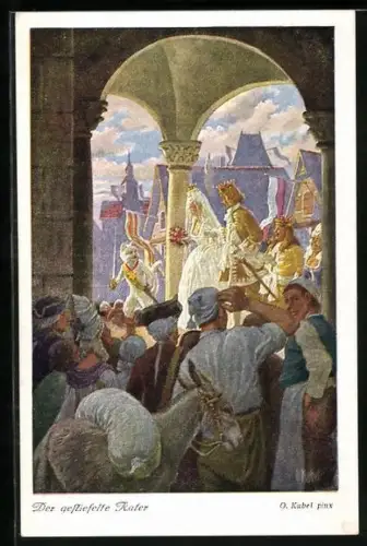 Künstler-AK Otto Kubel: Der gestiefelte Kater und der König