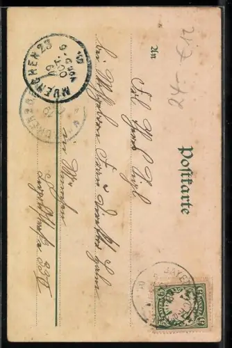 Lithographie Rotkäppchen, Märchenpostkarte