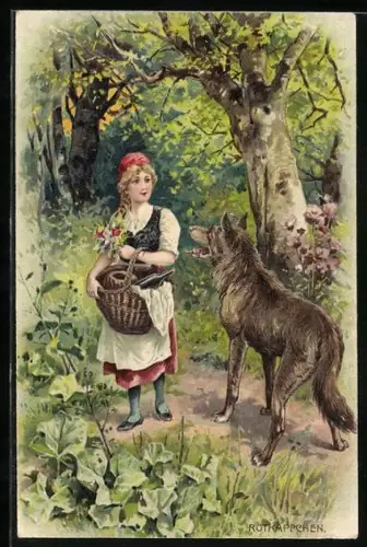 AK Rotkäppchen begegnet dem Wolf
