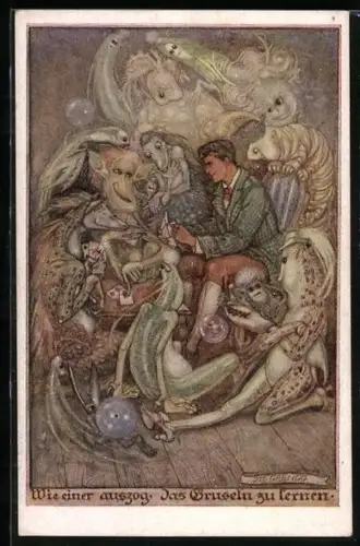 AK Deutscher Schulverein Nr. 1260: Wie einer auszog das Gruseln zu lernen, Märchen