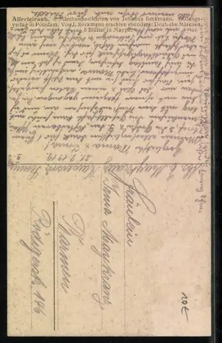 Künstler-AK Johanna Beckmann: Scherenschnitt mit Szene aus dem Märchen Allerleirauh