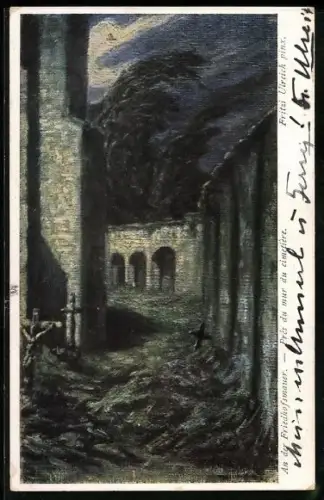 Künstler-AK Brüder Kohn (B.K.W.I) Nr. 1854: Ulreich: An der Friedhofsmauer