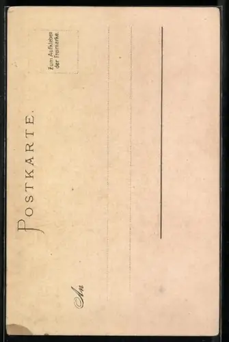 Künstler-Lithographie Carl Biese: Braubach, Ortspartie mit der Marksburg