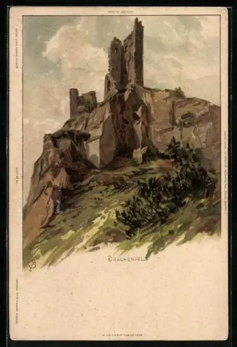 Künstler-AK Carl Biese: Blick zum Drachenfels