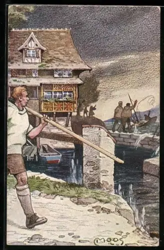 Künstler-AK Carl Moos: Szene aus Schillers Tell, 1. Aufzug, 4. Szene