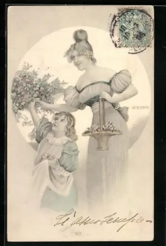 Künstler-AK W. Braun: Sommerlust, Mädchen und junge Dame