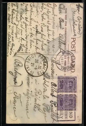 Künstler-AK Right: Junge küsst Mädchen mit Eselsgespann