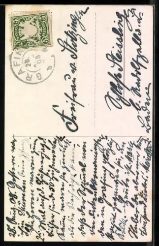 Künstler-AK Maxim Trübe: Sitzbank und blühende Blumen am Ufer