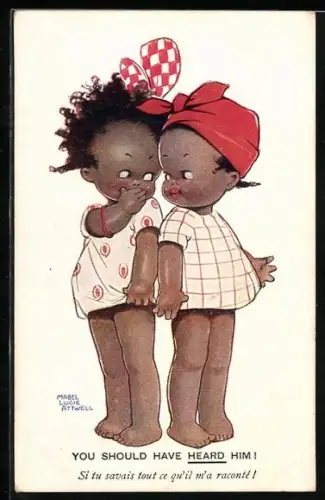 Künstler-AK Mabel Lucie Attwell: Kleines Mädchen tratscht mit ihrer Freundin