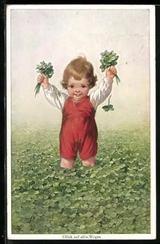 Künstler-AK Wally Fialkowska: Glück auf allen Wegen, Kind in Kleefeld