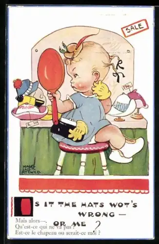 Künstler-AK Friedrich Kaskeline: Mädchen schaut in den Spiegel