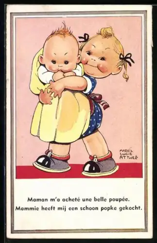 Künstler-AK Mabel Lucie Attwell: Mädchen mit einem Baby
