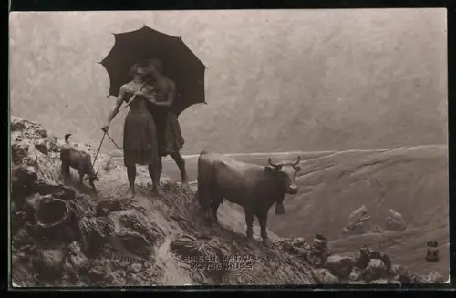 Künstler-AK Domenico Mastroianni: Baiser Matinal / Morgenkuss, Schäferszene