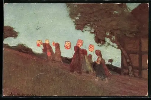 Künstler-AK Worpsweder Künstlerkolonie: Otto Modersohn: Abend
