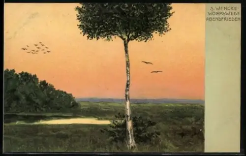 Künstler-AK S.Wencke: Worpswede, Abendfrieden