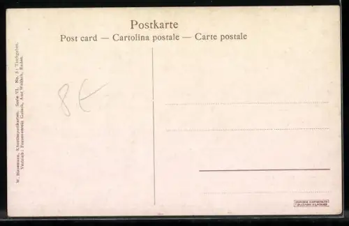 Künstler-AK W. Hasemann: Tischgebet, Familie in Schwarzwälder Tracht beim Gebet