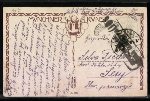 Künstler-AK sign. Ferd. Leeke: Die Taufe des Faun, Meerjungfrau zieht Faun ins Meer