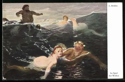 Künstler-AK Arnold Böcklin: Im Spiel der Wellen, Nereiden und Tritone im Wasser