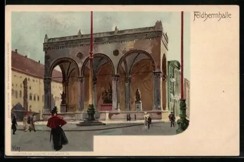 Künstler-AK Heinrich Kley: München, Partie an der Feldherrnhalle