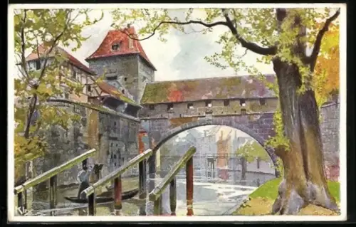 Künstler-AK Heinrich Kley: Nürnberg, Ortspartie mit Kasematten