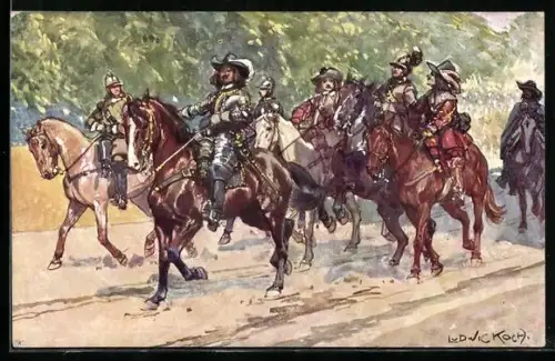 Künstler-AK Ludwig Koch: Wien, Kaiser - jubil. - Huldigungsfestzug 1908, der Dreissigjährige Krieg