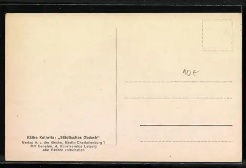 Künstler-AK Käthe Kollwitz: Städtisches Obdach, Erschöpfte Frau und zwei schlafende Kinder