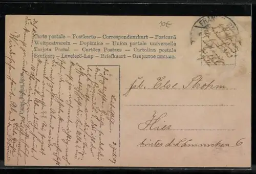 AK Hänsel und Gretel, Kinder zeigen ihren Eltern das Gold der Hexe